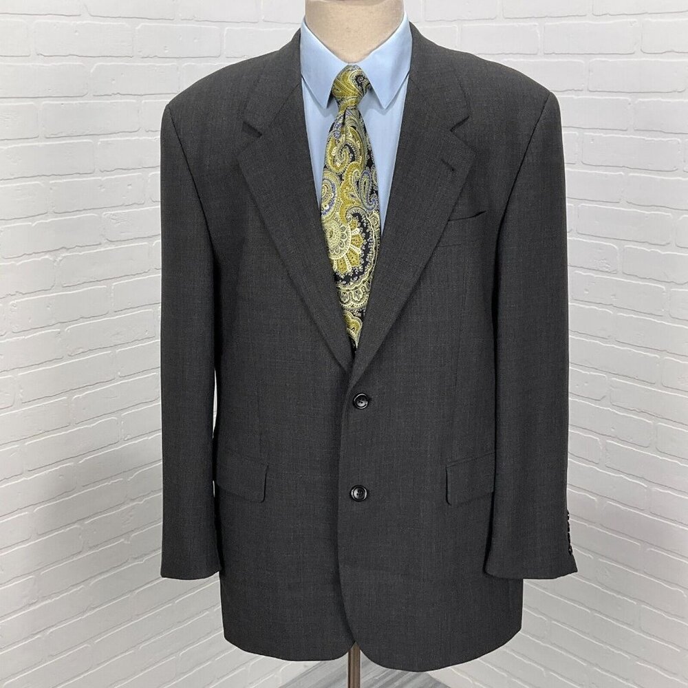 BOSS Hugo Boss Blazer Men 42 Gray‎ Classic Career Wool USA Vintage